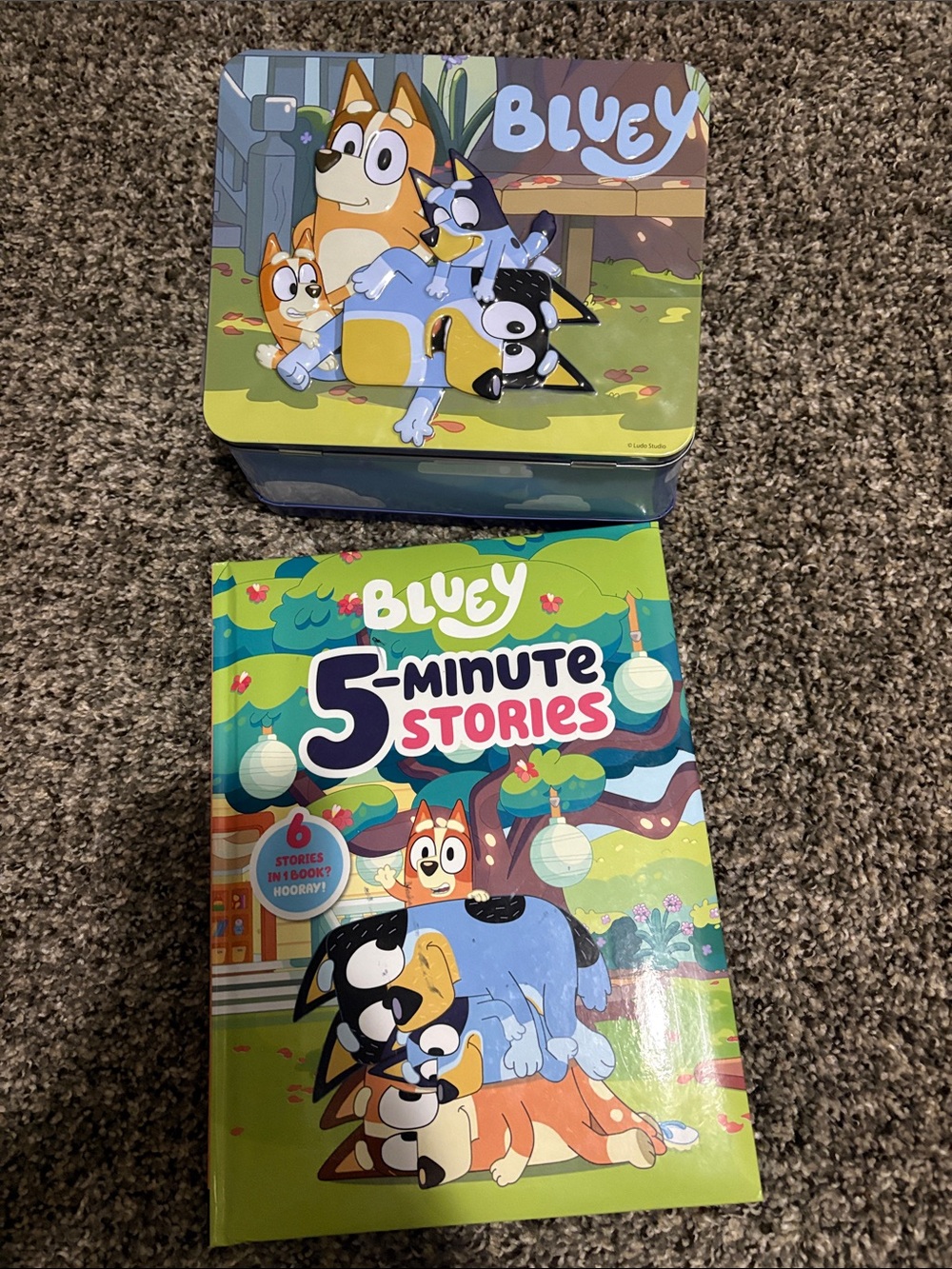 Bluey 5-Minute Stories Kids Book and Tin Set - Green/Blue